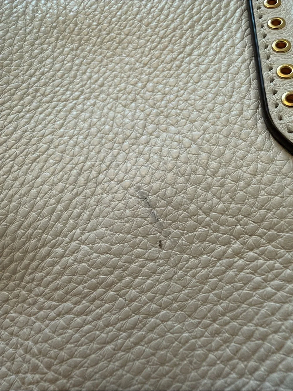 Michael Kors White Leather Stud-Trim Tote with Tassel